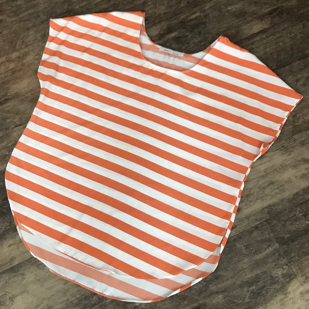 Orange and White Blouse